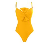 Maillot de bain de grossesse pour femme - Couleur unie - Style rétro français - Maillot de bain femme ventre plat, jaune, XL