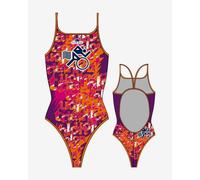 Maillot de bain de natation Turbo Multi Triathlon bretelles fines orange rose femme - S