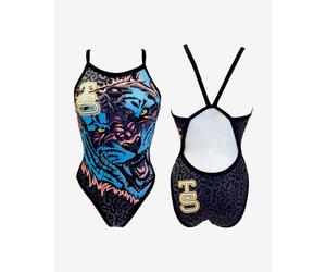 Maillot de bain de natation Turbo Tigre noir bleu orange femme - S
