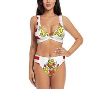 Maillot de bain deux pièces avec coussinets amovibles, triangle réglable et motif drapeau du Sénat de Brême pour femme, Noir , XXL
