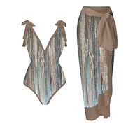 Maillot De Bain Deux Pièces Femme Imprimé avec Couverture Une Pièce Monokini Alternative Bikini Deux Pièces pour La Plage Et La Piscine Été M141