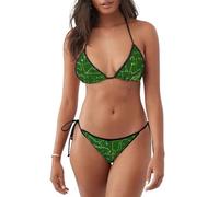 Maillot de bain deux pièces imprimé questions mathématiques maillot de bain léger bikini maillot de bain vêtements de piscine activités d'été, Noir , M