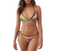 Maillot de bain deux pièces imprimé queue de sirène pour femme - Vacances d'été - Activités de piscine, Noir , S