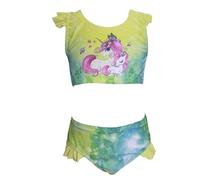 Maillot de bain deux pièces licorne pour fille Taille 3-14, vert, 3-4 ans