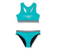 Maillot de Bain Deux pièces menstruel pour Fille, uni Turquoise Fluo écriture