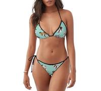 Maillot de bain deux pièces pour femme avec imprimé bouledogue anglais amusant, léger, activités sous-marines d'été, Noir , XXL