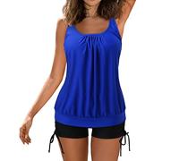 Maillot de bain deux pièces pour femme - Col en V - Bikini croisé - Grande poitrine - Col en V - Maillot de bain pour femme - Bikini texturé, #1 - Bleu, XXL