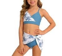 Maillot de Bain Deux pièces pour Filles, Comprenant Un Adorable Haut Anti-UV et Un Short de Bain, idéal pour Les Tout-Petits et Les Jeunes Filles. Ce Maillot de Bain Deux pièces (Blue, 7-8 Years)