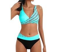 Maillot de Bain Deux pièces Taille Haute pour Femmes Bikini Jaune Haut De Bikini Blanc