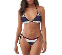 Maillot de bain deux pièces triangle imprimé drapeau de la Thaïlande pour femmes, ensemble bikini licou à nouer sur le côté, maillots de bain triangulaires489, Noir , M