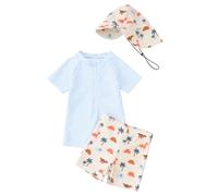 Maillot De Bain Enfant 1 Pieces,Maillot De Bain 3 PièCes pour GarçOn avec Bonnet Tenue D'éTé pour La Plage Et La Piscine Maillot De Bain à Rayures