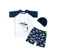 Maillot De Bain Enfant 3 Ans GarçOn,Maillot De Bain 3 PièCes pour BéBé GarçOn avec Bonnet Protection Anti-éRuption UPF 50+ Manches Courtes