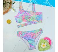 Maillot De Bain Enfant Bikini - Maillot De Bain Deux Pièces sans Manches À Imprimé Léopard pour Filles Summer Child (Multicolour 9-10 Years)