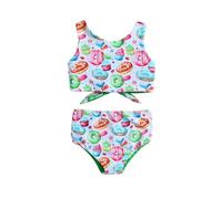 Maillot De Bain Enfant Fille 2 Pieces Bikini - Maillot De Bain D'Été pour Petites Filles Imprimé De Dessin Animé Deux Pièces Réversible Ensemble Bikini (Green 2-3 Years)