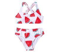 Maillot De Bain Enfant Fille 8-14 Ans Imprimé Pastèque Maillot De Bain Monokini Bikini Adolescente Fille Dos Nu Chic Pas Cher Natation Piscine Sport Plage Entrainement Competition (Blanc-a, 8-9 Ans)