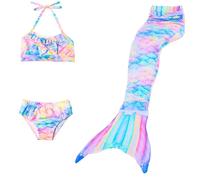 Maillot De Bain Enfant Fille Costume Bikini Sirène Tissu Extensible agréable Ensemble Sport Piscine Natation Vacance té daptée aux Enfants 7 14 Ans