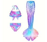 Maillot De Bain Enfant Fille Joli Maillot de Bain d'été Cosplay Party Fille Manches Longues 3 Pièces Deguisement Océan Piscine Natation Plage Costume de Bain de Plage