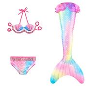 Maillot De Bain Enfant Fille Joli Maillot de Bain d'été Cosplay Party Fille Manches Longues 3 Pièces Deguisement Océan Piscine Natation Plage Costume de Bain de Plage