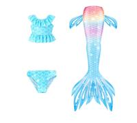 Maillot De Bain Enfant Fille - Joli Maillot de Bain d'été Cosplay Party Fille Manches Longues 3 Pièces Deguisement Océan Piscine Natation Plage Costume de Bain de Plage