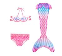Maillot De Bain Enfant Fille - Joli Maillot de Bain d'été Cosplay Party Fille Manches Longues 3 Pièces Deguisement Océan Piscine Natation Plage Costume de Bain de Plage