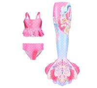 Maillot De Bain Enfant Fille Joli Maillot de Bain d'été Cosplay Party Fille Manches Longues 3 Pièces Deguisement Océan Piscine Natation Plage Costume de Bain de Plage