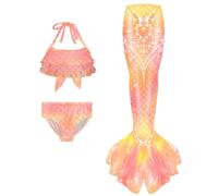 Maillot De Bain Enfant Fille - Joli Maillot de Bain d'été Cosplay Party Fille Manches Longues 3 Pièces Deguisement Océan Piscine Natation Plage Costume de Bain de Plage