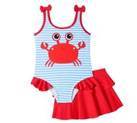 Maillot de Bain Enfant Fille, Maillot de Bain Fille Motif Crabe Adorable Bikini pour Nager Piscine Thermale Natation Plage été Confortable