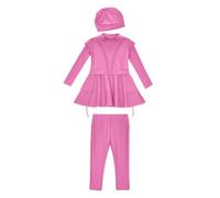 Maillot De Bain Enfant Fille - Maillot de Bain Trois pièces pour Fillette avec Hijab intégré Tenue de Plage complète Modeste et Confortable