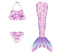 Maillot De Bain Enfant Fille Sirene Ensemble Bikini Set Fish Queue Poisson 3 Pièces Deguisement séchage Rapide Costume Plage
