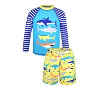 Maillot De Bain Enfant Garcon 4 Ans - Ensemble Maillot De Bain Manches Longues Et Short De Bain Pour GarçOn | Maillot De Bain à Imprimé Requin Coloré à SéChage Rapide Pour La Plage Et La Piscine