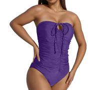 Maillot De Bain Femme 1 Natation Piscine Gainant Et Sculptant Curvy Grande Taille Maillot De Bain Femme Fashion Chic Fleurie Océan Plage Sport Entrainement (Dark Purple, XL)