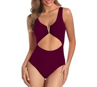 Maillot de Bain Femme 1 Piece Noir Ventre Plat Women's Summer Fashion Suspender Waist Hollow One Swimsuit Solid Color Sexy Bikini Swimsuit Bikini Gaine Ventre Plat Femme Bas Maillots de (Purple, S)