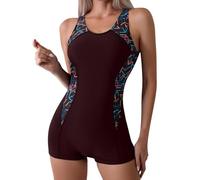 Maillot De Bain Femme 1 Pieces Blocs De Couleurs,Maillot De Bain À sans Manche Gainant Ventre Plat Swim Tops,Gainant Contrôle Ventre Plat Maillots Une pièce Femme Push Up Swimsuit Elégant