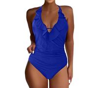 Maillot De Bain Femme 1 Pieces Bronzant Gainant Ventre Plat Sexy String Push Up Tenue De Plage Femme Été Bustier Ronde Amincissant Été Taille Haute Grande Taille Mes Commandes Passées Bleu XL