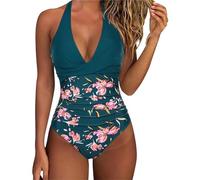 Maillot De Bain Femme 1 Pieces Gainant 2025 Ete Chic Et Elegant Col V Push Up Ventre Plat Rembourré Grande Taille Maillots Une PièCe Sexy Vintage Halter Plage Beachwear Sport Ensemble Vetement Solde