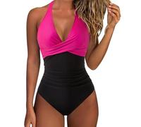 Maillot De Bain Femme 1 Pieces Gainant 2026 Ete Chic Et Elegant Col V Push Up Ventre Plat Rembourré Grande Taille Maillots Une PièCe Sexy Vintage Halter Plage Beachwear Sport Ensemble Vetement