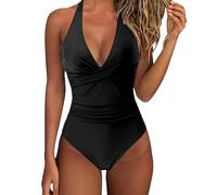 Maillot De Bain Femme 1 Pieces Gainant 2026 Ete Chic Et Elegant Col V Push Up Ventre Plat Rembourré Grande Taille Maillots Une PièCe Sexy Vintage Halter Plage Beachwear Sport Ensemble Vetement
