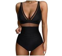 Maillot de Bain Femme 1 Pieces Gainant Contrôle Ventre Plat Maillots de Bain Une Pièce Col V Push Up Rembourré