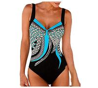 Maillot De Bain Femme 1 Pieces Gainant Ventre Plat Shorty Maillot De Bain Transbronzant Menstruel Ronde Sexy Tankini Push Up Shorty Bikini Swimsuit Mes Commandes(Bleu,XL)