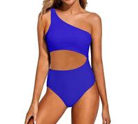 Maillot de Bain Femme 1 Pieces Sexy String Monokini Push Up Gainant Ventre Plat Maillot de Bain Une Piece Amincissant Elégant Swimwear Plage Océan Surf Plongeon （Blue, XL