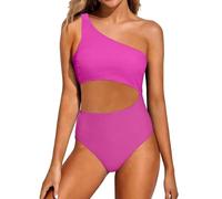 Maillot de Bain Femme 1 Pieces Sexy String Monokini Push Up Gainant Ventre Plat Maillot de Bain Une Piece Amincissant Elégant Swimwear Plage Océan Surf Plongeon （Watermelon Red, L