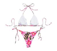 Maillot de Bain Femme 2 Pièces Bikini Ensemble de Maillots Bain Tankinis Tendance pour Les Vacances à la Plage avec imprimé Floral et détails noués pour Un Confort et Un Style ultimes (Brown, M)