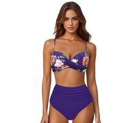 Maillot de Bain Femme 2 Pieces Bikini Sexy Push Up Maillots Deux Pièces Taille Haute Maillots de Bain Ventre Plat Tankini Rembourré Swimwear Beachwear maillot de bain amincissant femme