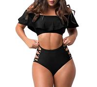 Maillot De Bain Femme 2 Pieces Bikini Ventre Plat Gaine Amincissante Plage Taille Haute Triangle Set Swimwear Maillots Une Pièce Mayo Ensemble Sport Elégant Beachwear