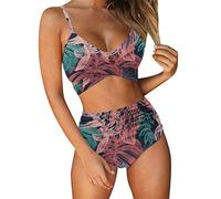 Maillot De Bain Femme 2 Pièces Chic Et Élégant Plage Gainante Bas De Maillot De Bain Femme Bresilien Twist Push Up Triangle Swimming Fleur Taille Haute Piscine Sexy Beachwear Ete