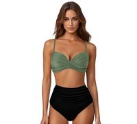 Maillot De Bain Femme 2 Pieces, Ensemble De Bikini Femme 2 Pieces Col V Froncé Push Up Chic Sexy Été Taille Haute Elégant Amincissante Ventre Plat Slim Shorty Deux Pièces Plage Tenue Tankini Swimwear