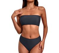 Maillot De Bain Femme 2 Pieces Gainant Contrôle du Ventre Triangle Bikini Set Taille Haute Maillots Col V Sexy Push Up Rembourré Beachwear De Vacances À Imprimé Monokini Été