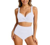 Maillot de Bain Femme 2 Pièces Grande Taille avec Bretelles Spaghetti Décolleté en V Amincissant Ventre Plat Affinant Élégant Classique Idéal pour l Été Plage et Vacances