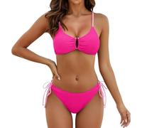 Maillot de Bain Femme 2 Pieces Halter Triangle Bikini Bretelles Réglables Taille Haute Maillot de Bain à Cordon Sexy Maillots Deux Pièces de Plage Ensemble de Bikini Elégant