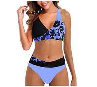 Maillot de Bain Femme 2 Pieces Imprimée Sexy 2024 Chic et Elegant Bikini Maillot de Bain Swimwear Push up Casual Ete Sport Plage Bikini Femme 2 Pieces Sexy Marque Beachwear 06 Violet 3XL
